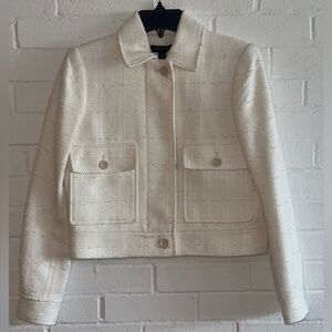 Ann Taylor Cream Cropped Blazer with Textured Fabric!